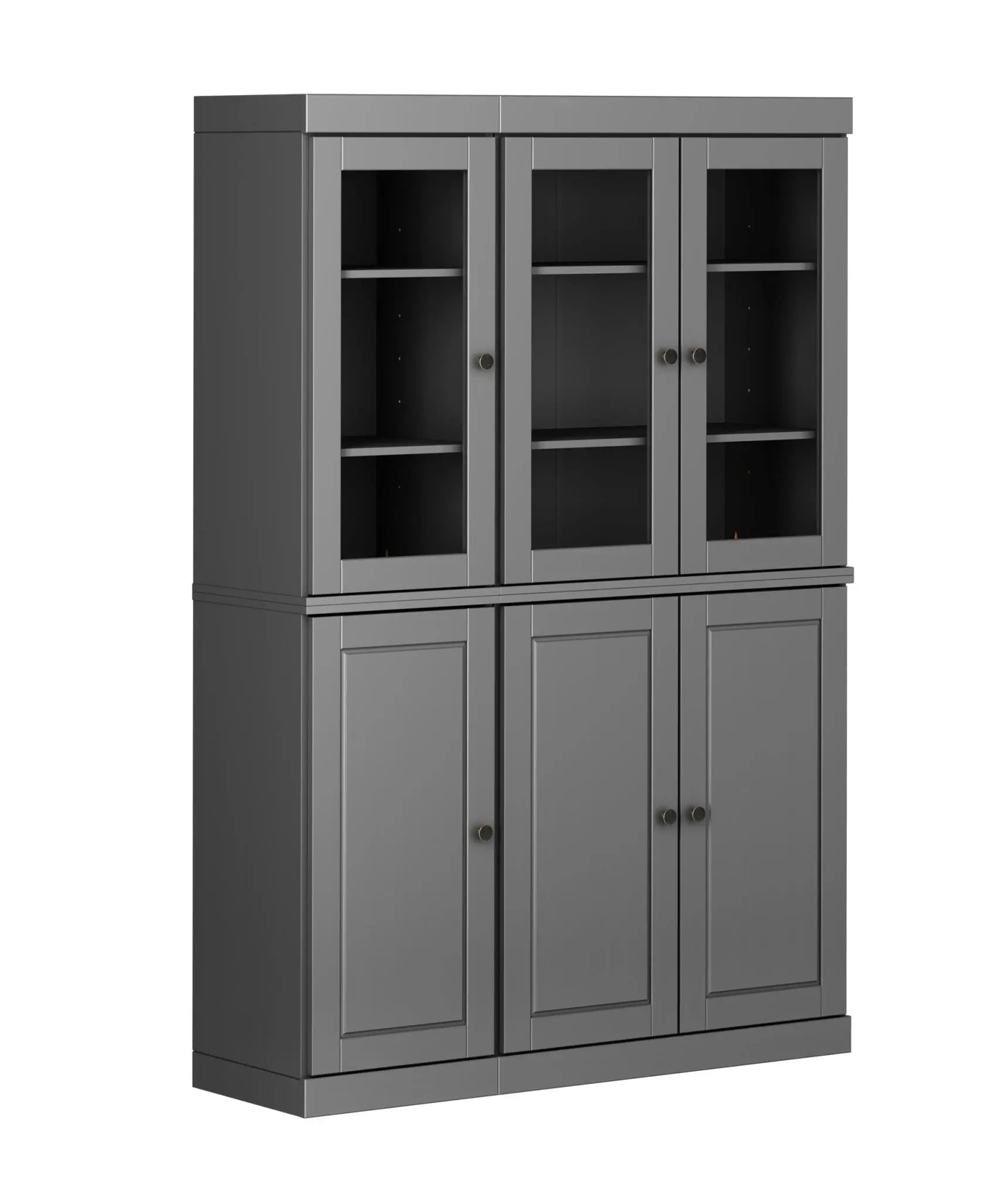 72" Gray Solid Wood Six Door Two Drawer Pantry Or Storage Closet Homeroots Kitchen & Dining