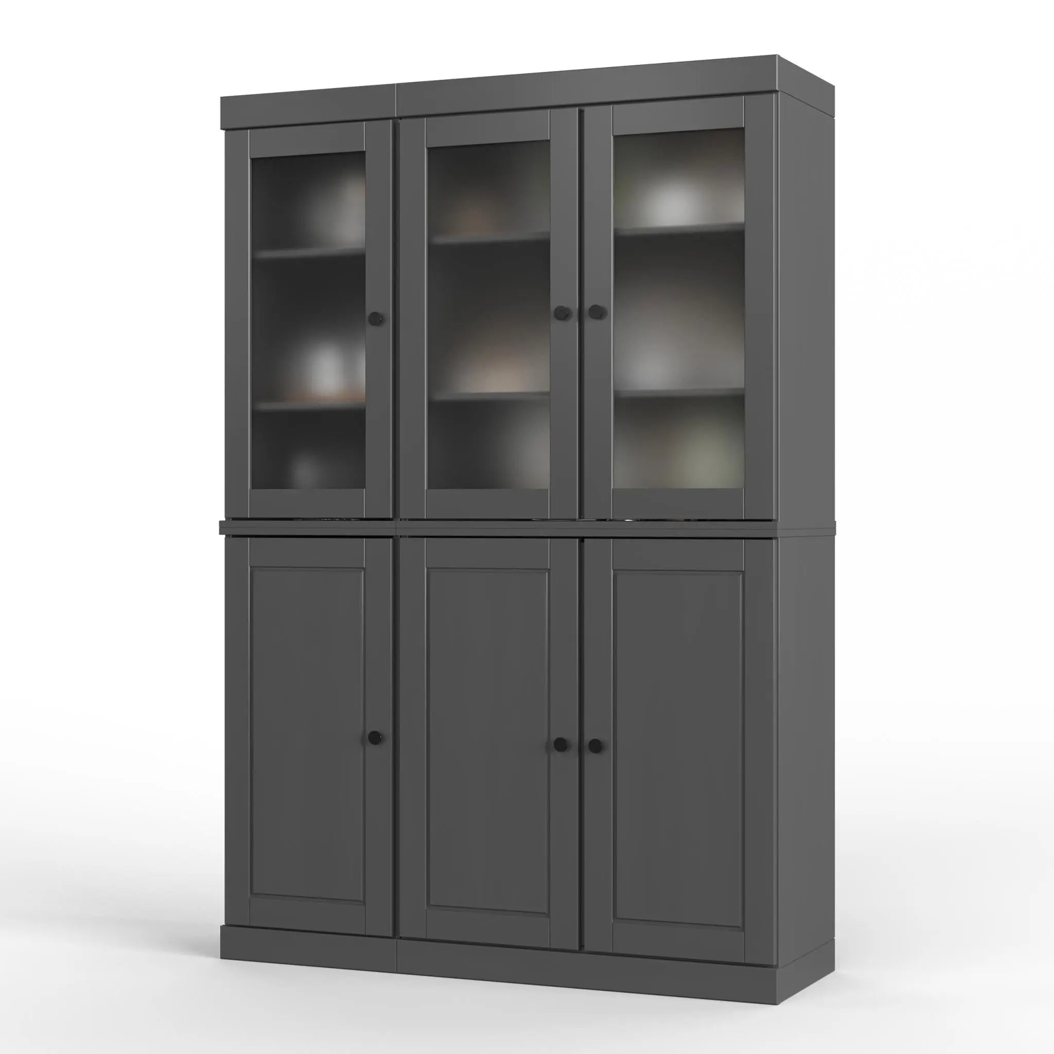 72" Gray Solid Wood Six Door Two Drawer Pantry Or Storage Closet Homeroots Kitchen & Dining