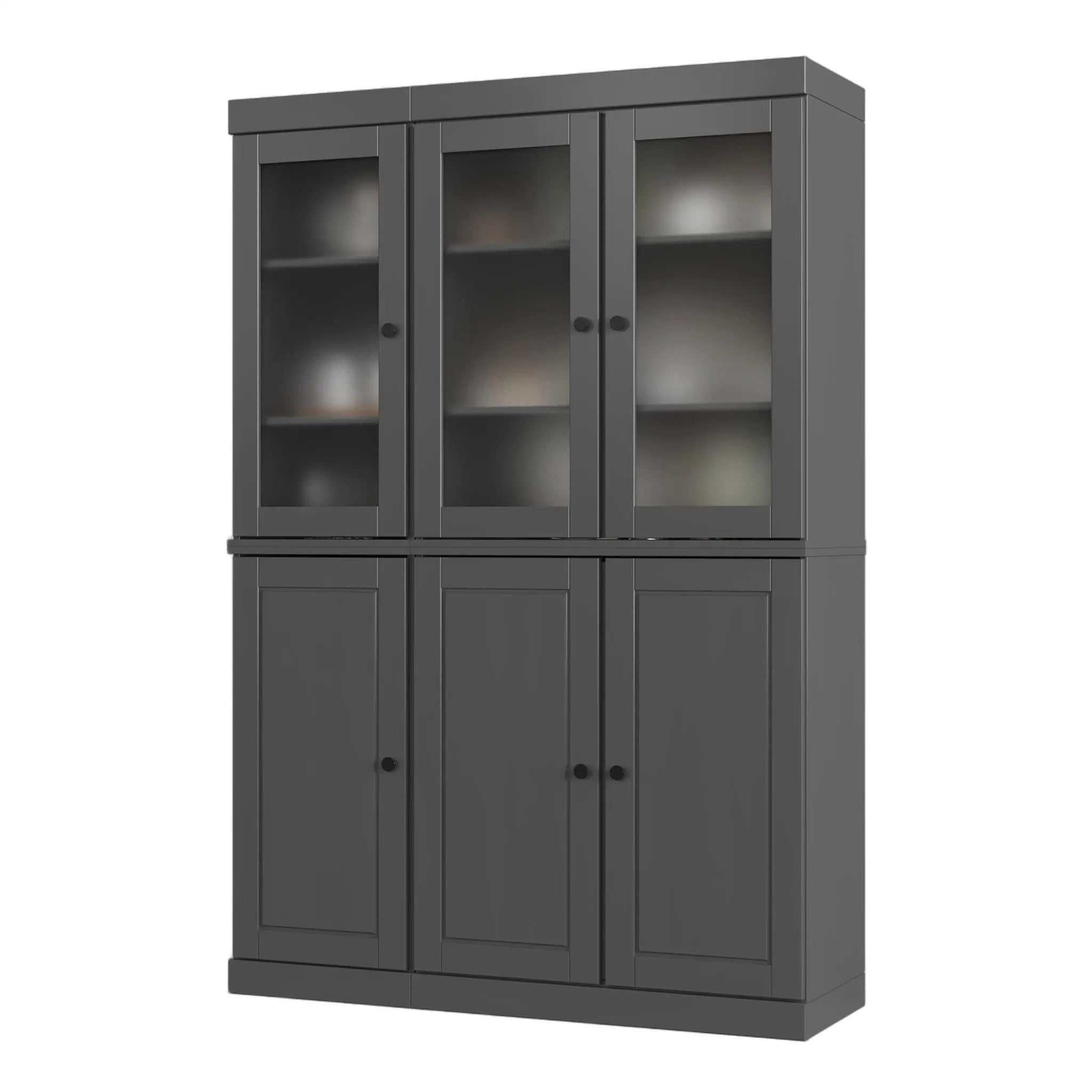 72" Gray Solid Wood Six Door Two Drawer Pantry Or Storage Closet Homeroots Kitchen & Dining