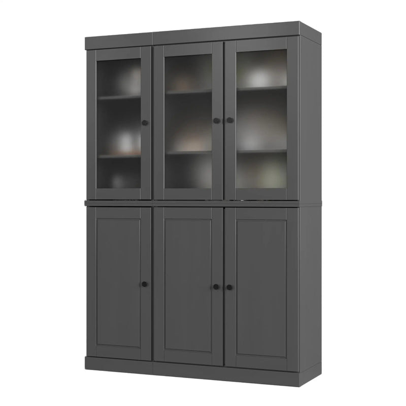 72" Gray Solid Wood Six Door Two Drawer Pantry Or Storage Closet Homeroots Kitchen & Dining