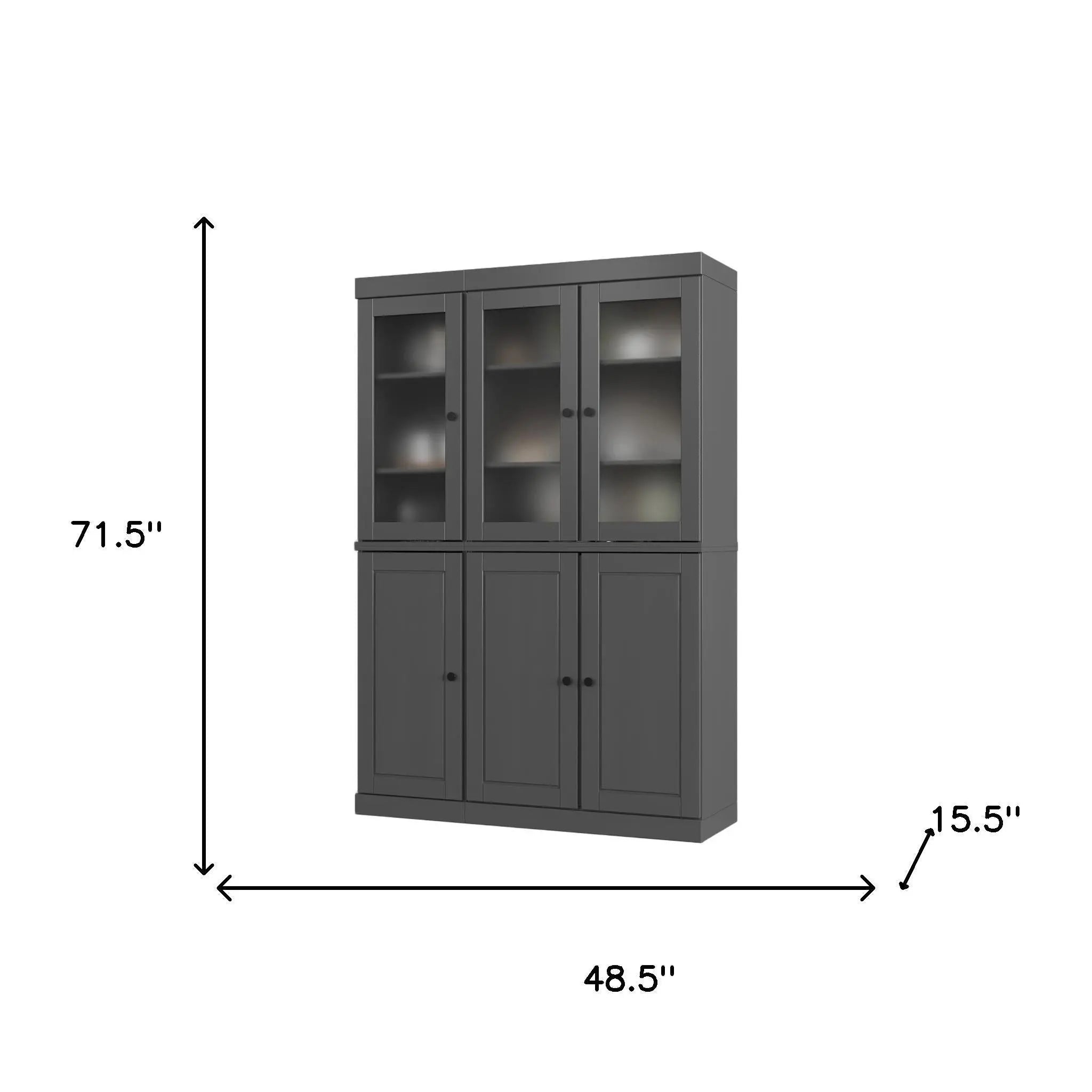 72" Gray Solid Wood Six Door Two Drawer Pantry Or Storage Closet Homeroots Kitchen & Dining
