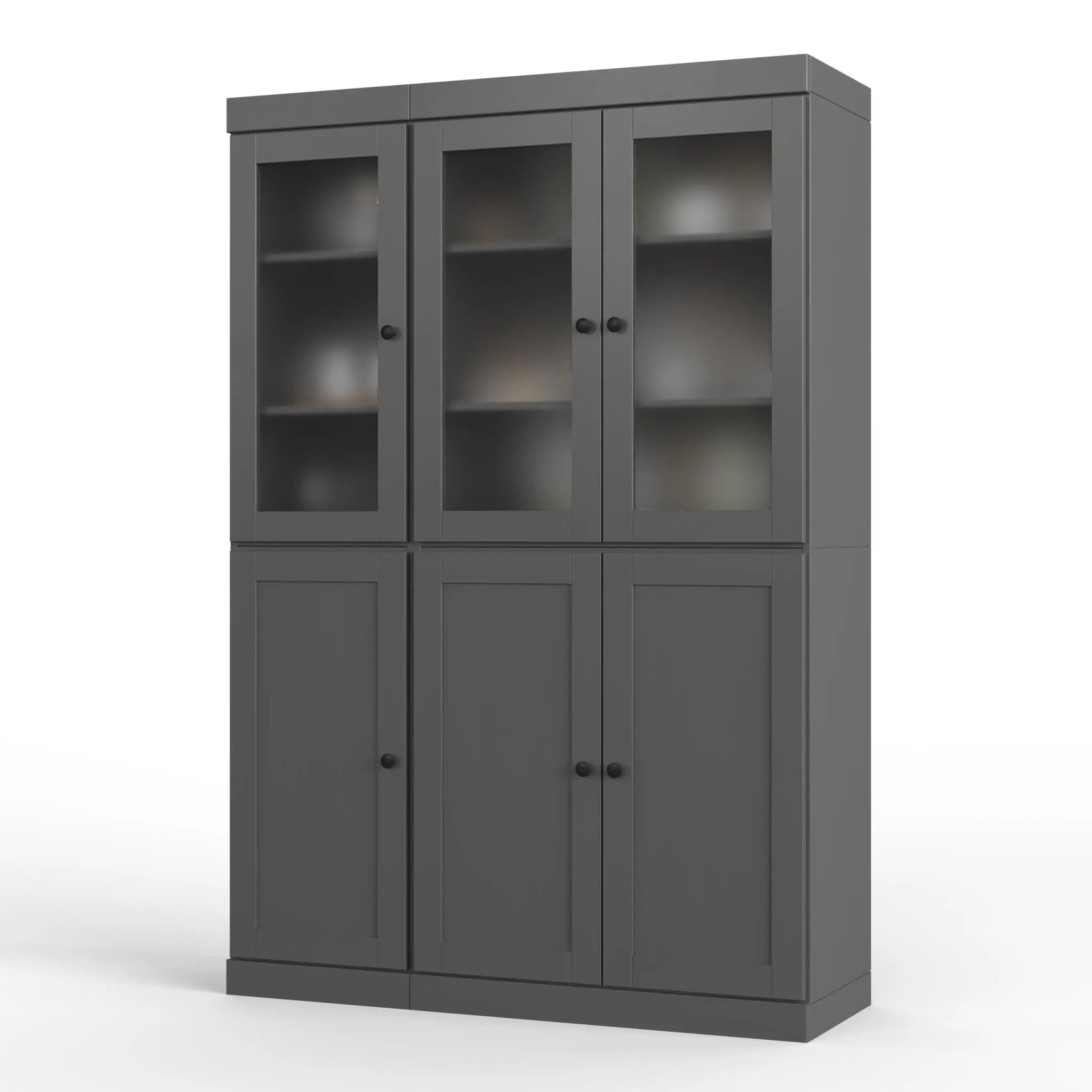 72" Gray Solid Wood Six Door Two Drawer Pantry Or Storage Closet Homeroots Kitchen & Dining