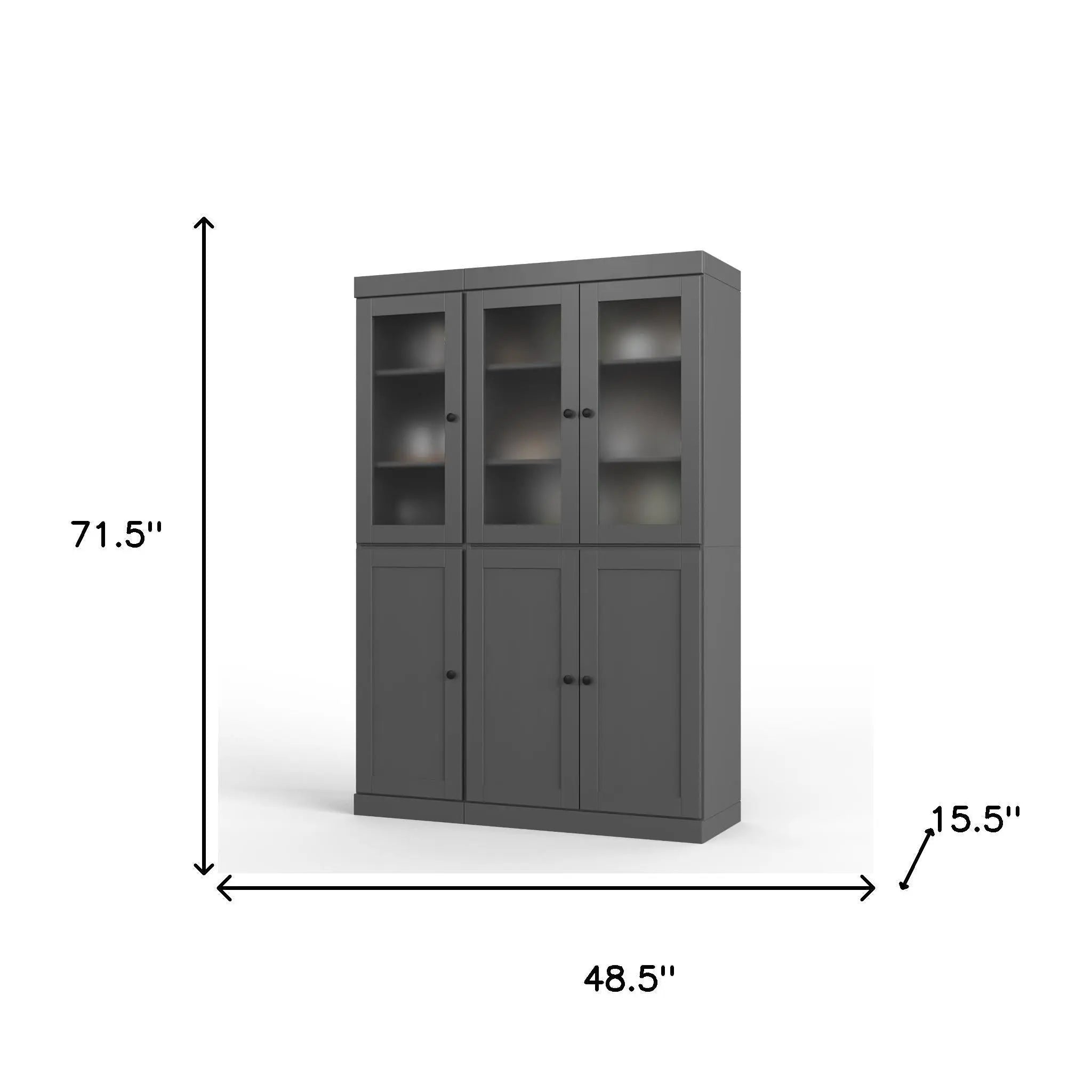 72" Gray Solid Wood Six Door Two Drawer Pantry Or Storage Closet Homeroots Kitchen & Dining