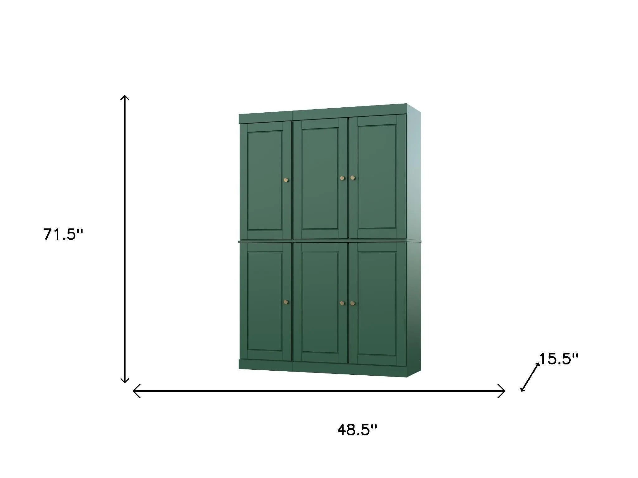 72" Green Solid Wood 8 Pantry Or Storage Closet Homeroots Kitchen & Dining