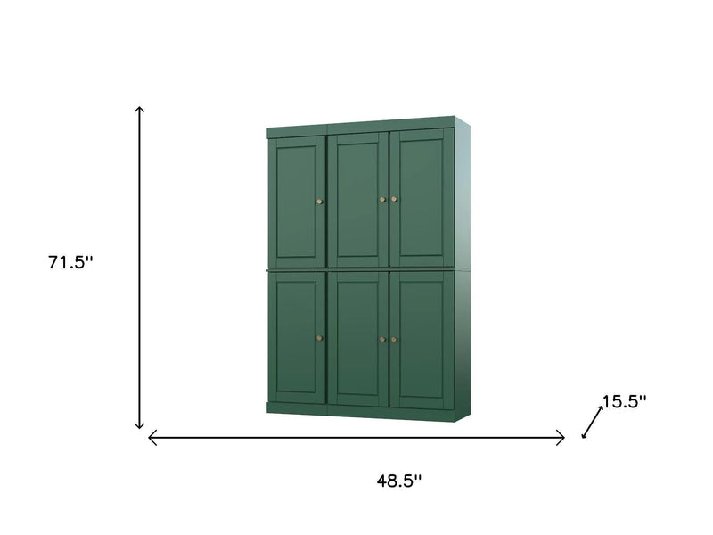 72" Green Solid Wood 8 Pantry Or Storage Closet Homeroots Kitchen & Dining