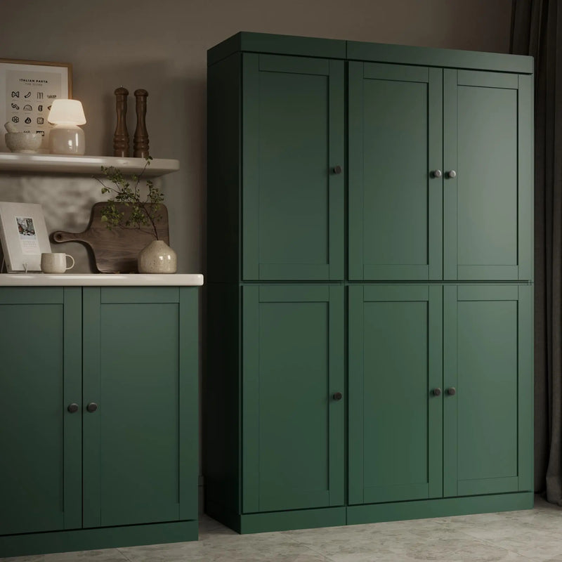 72" Green Solid Wood 8 Pantry Or Storage Closet Homeroots Kitchen & Dining
