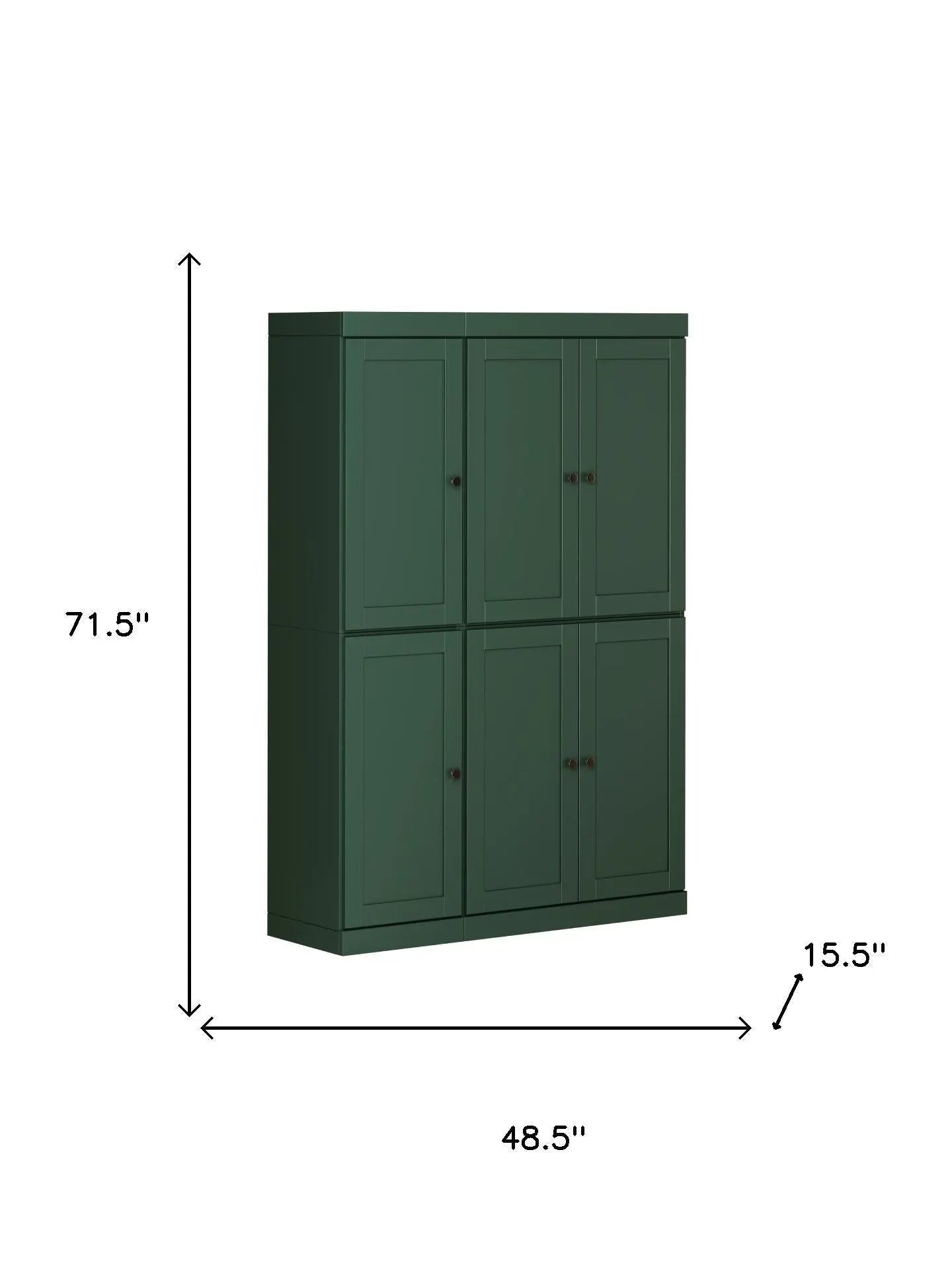 72" Green Solid Wood 8 Pantry Or Storage Closet Homeroots Kitchen & Dining
