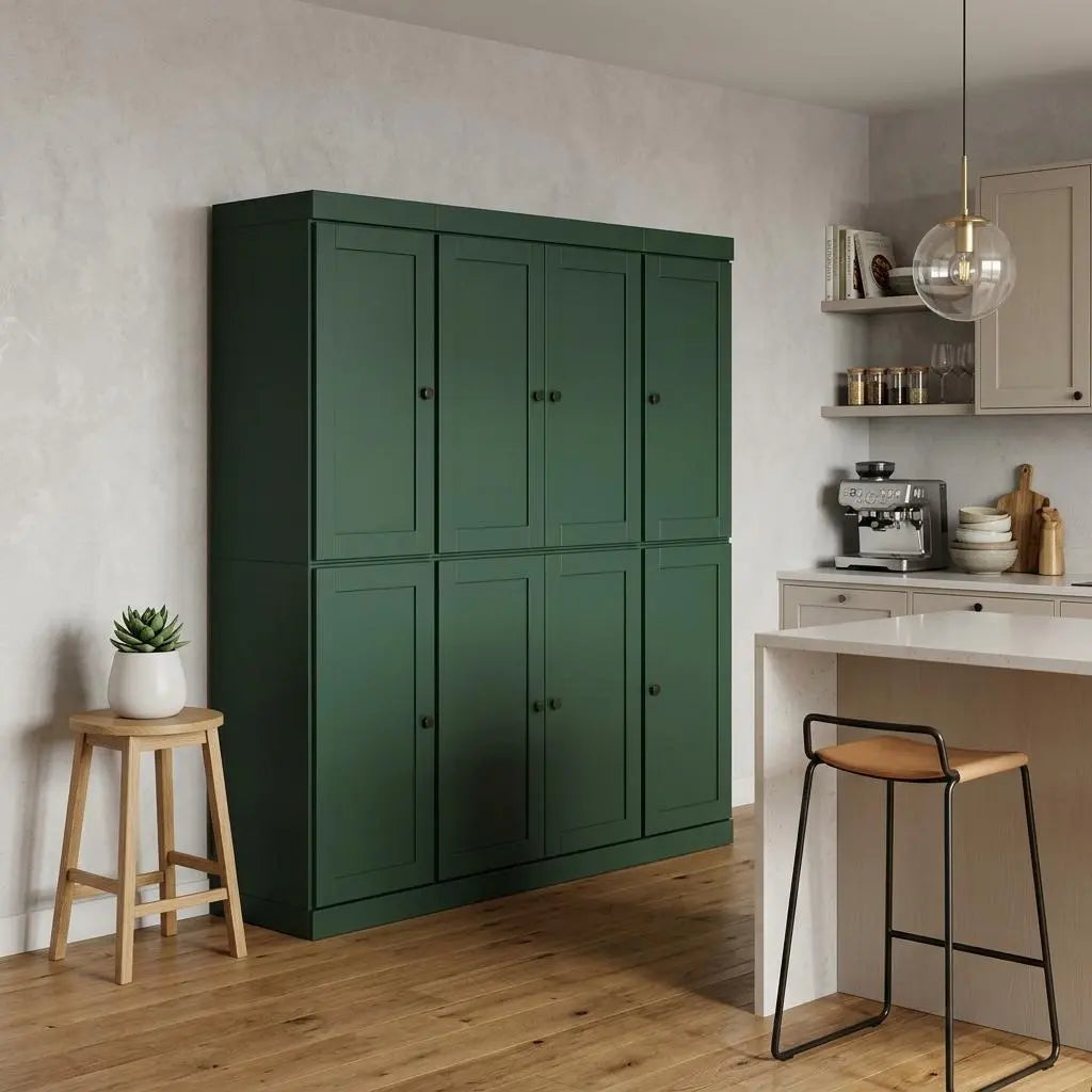 72" Green Solid Wood 8 Pantry Or Storage Closet Homeroots Kitchen & Dining