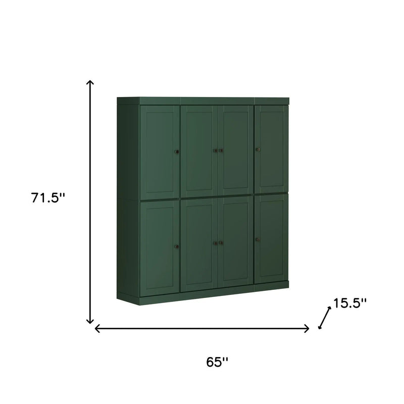 72" Green Solid Wood 8 Pantry Or Storage Closet Homeroots Kitchen & Dining