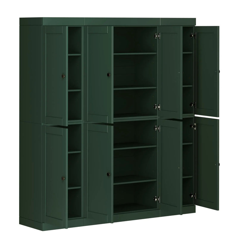 72" Green Solid Wood 8 Pantry Or Storage Closet Homeroots Kitchen & Dining