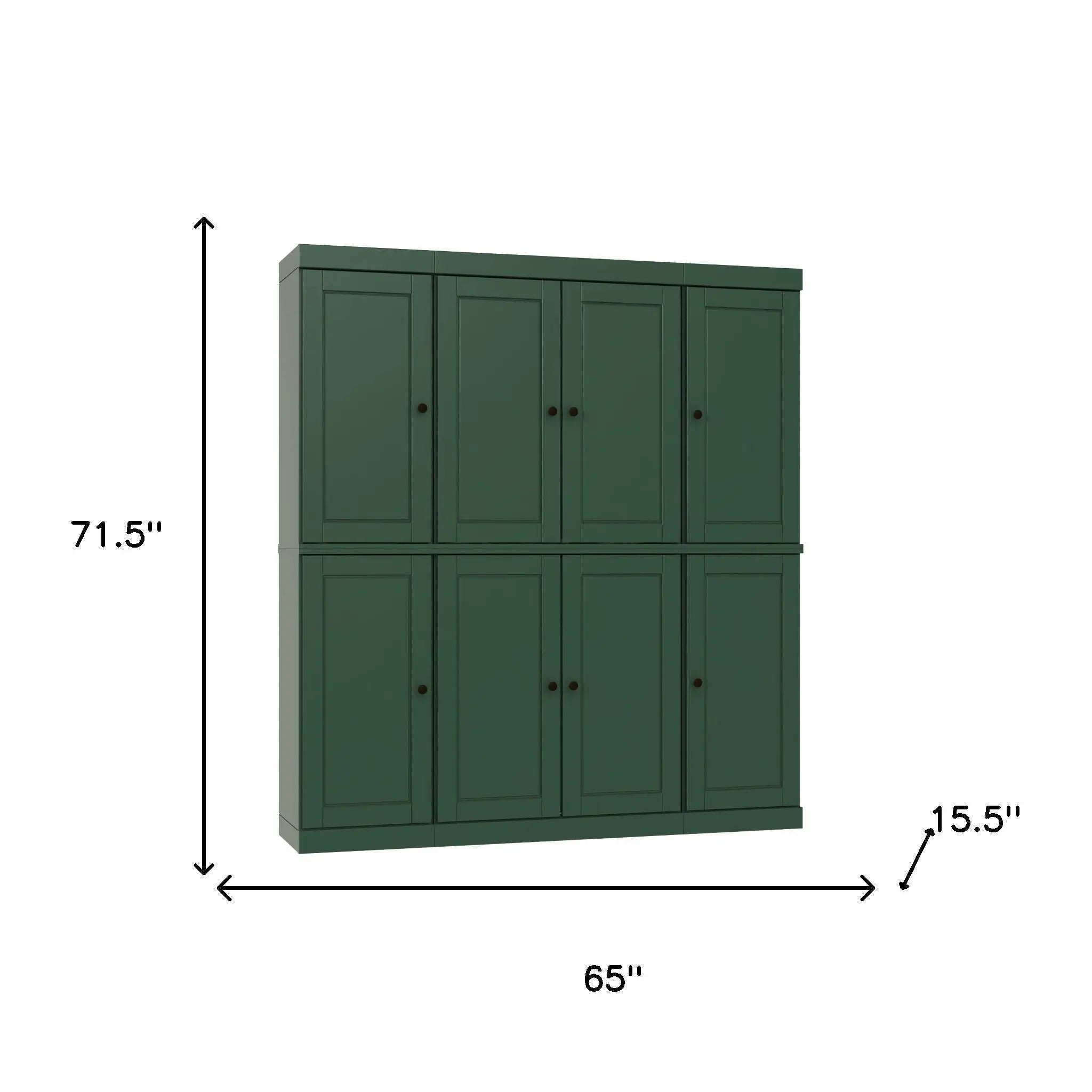 72" Green Solid Wood 8 Pantry Or Storage Closet Homeroots Kitchen & Dining