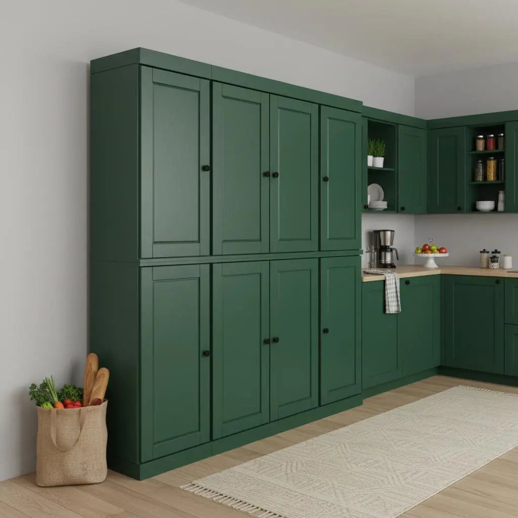 72" Green Solid Wood 8 Two Drawer Pantry Or Storage Closet Homeroots Kitchen & Dining