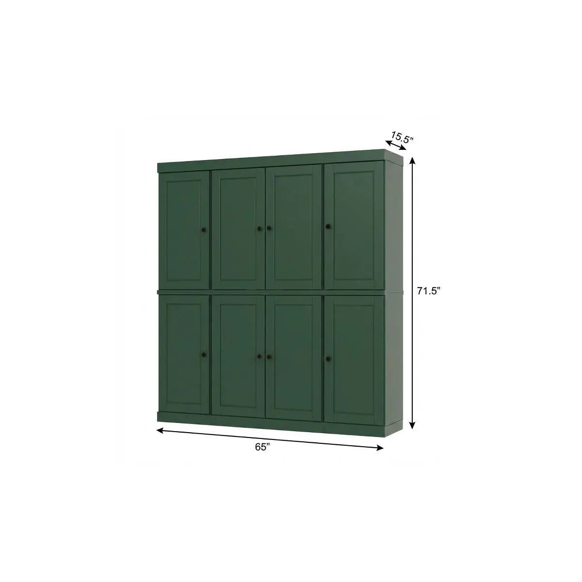 72" Green Solid Wood 8 Two Drawer Pantry Or Storage Closet Homeroots Kitchen & Dining