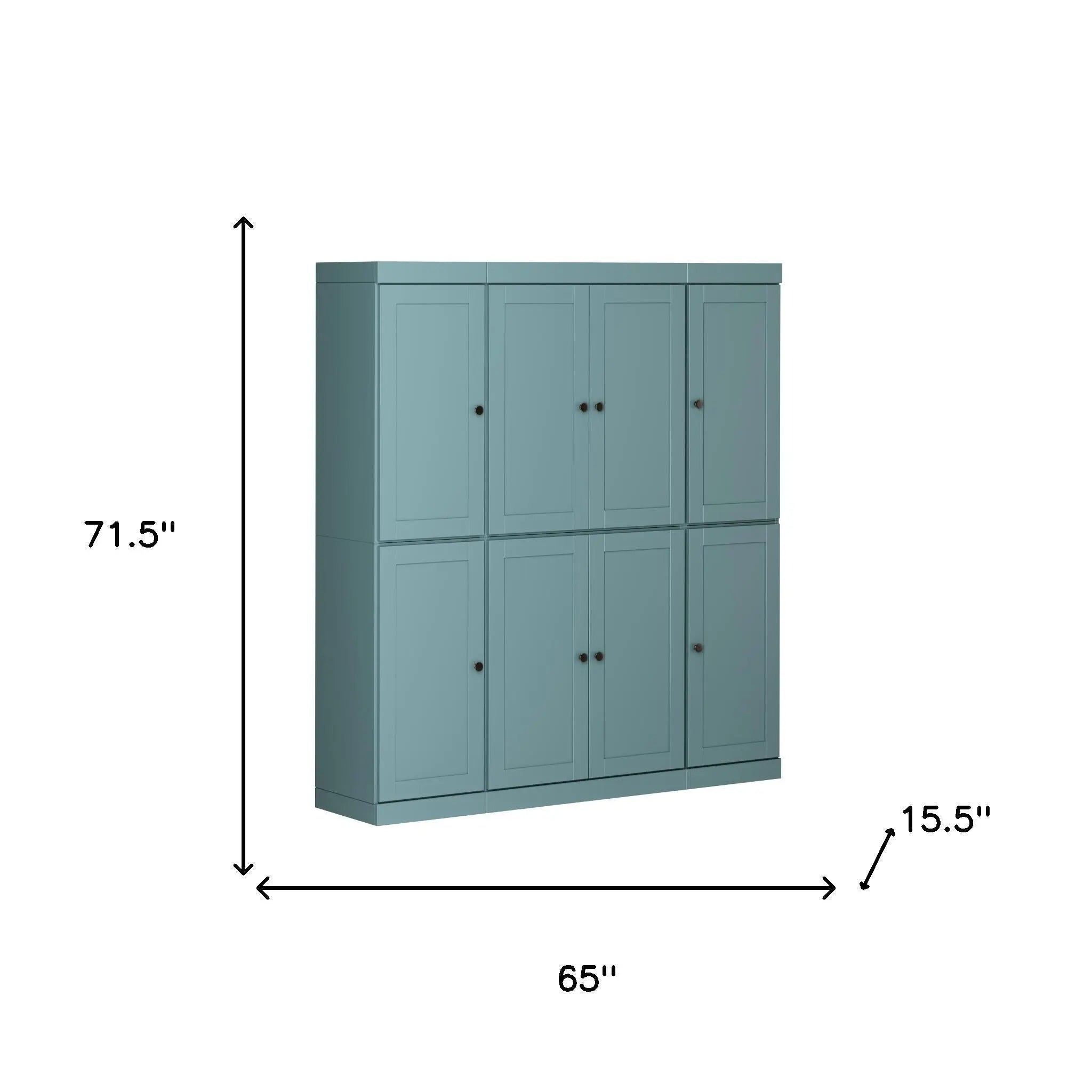 72" Green Solid Wood 8 Two Drawer Pantry Or Storage Closet Homeroots Kitchen & Dining