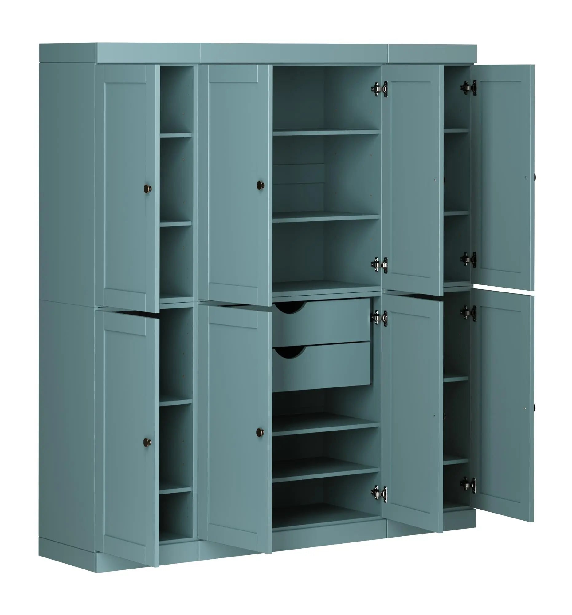 72" Green Solid Wood 8 Two Drawer Pantry Or Storage Closet Homeroots Kitchen & Dining