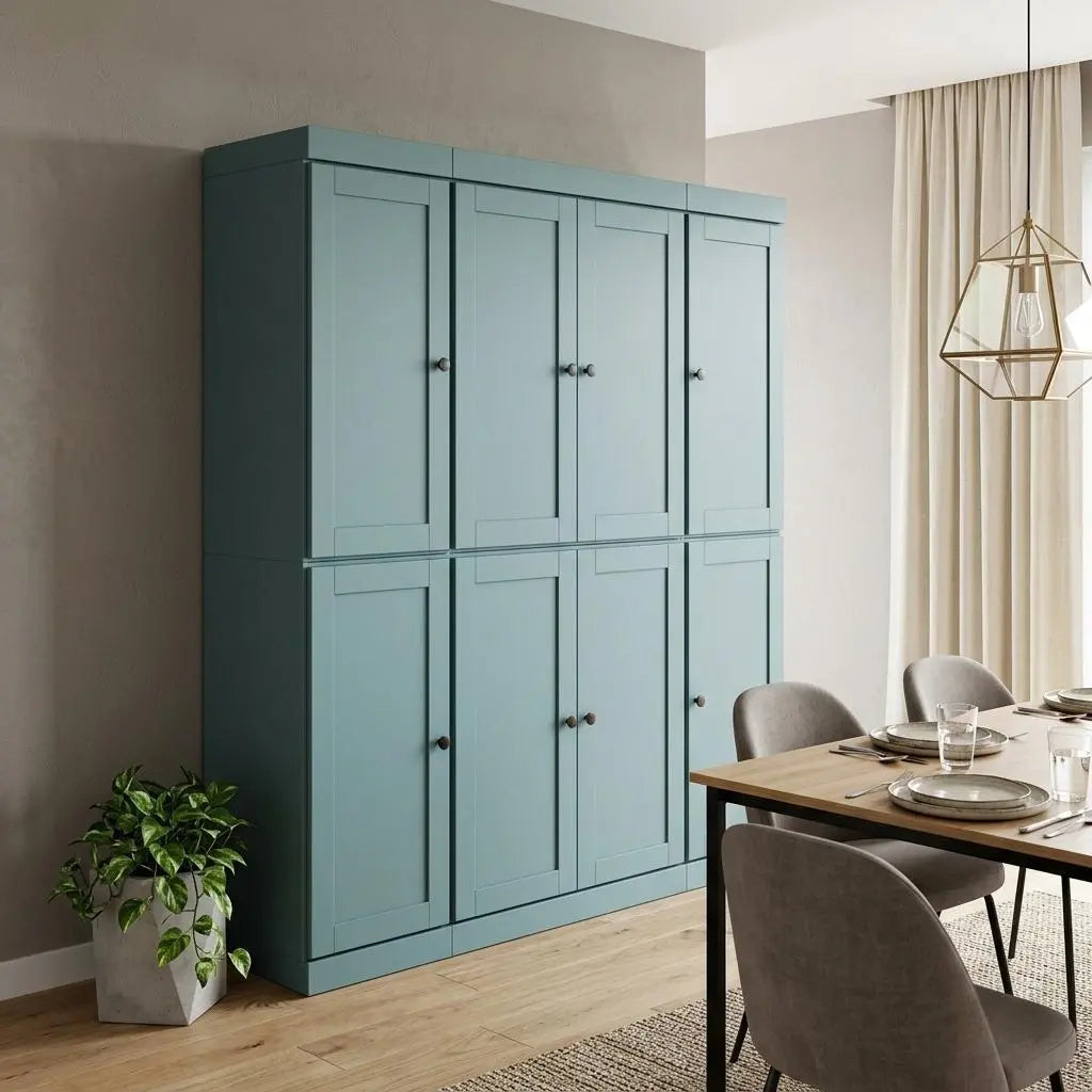 72" Green Solid Wood 8 Two Drawer Pantry Or Storage Closet Homeroots Kitchen & Dining