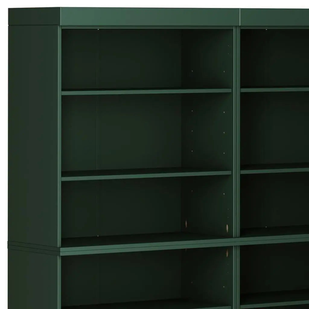 72" Green Solid Wood Adjustable Twelve Tier Library Bookcase Homeroots Office