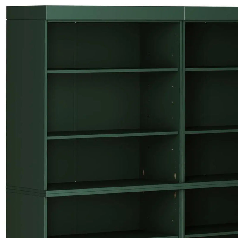 72" Green Solid Wood Adjustable Twelve Tier Library Bookcase Homeroots Office