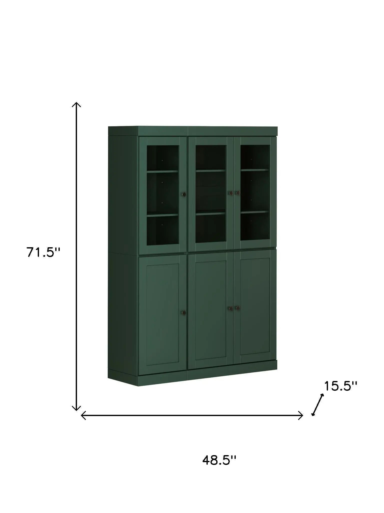 72" Green Solid Wood Six Door Two Drawer Pantry Or Storage Closet Homeroots Kitchen & Dining
