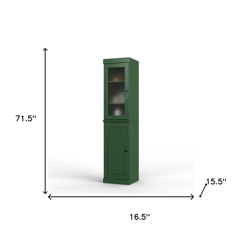 72" Green Solid Wood Two Door Pantry Or Storage Closet Homeroots Kitchen & Dining
