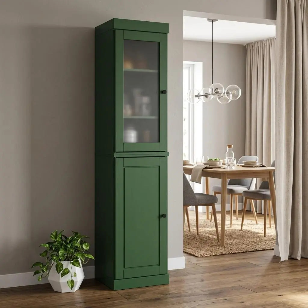 72" Green Solid Wood Two Door Pantry Or Storage Closet Homeroots Kitchen & Dining