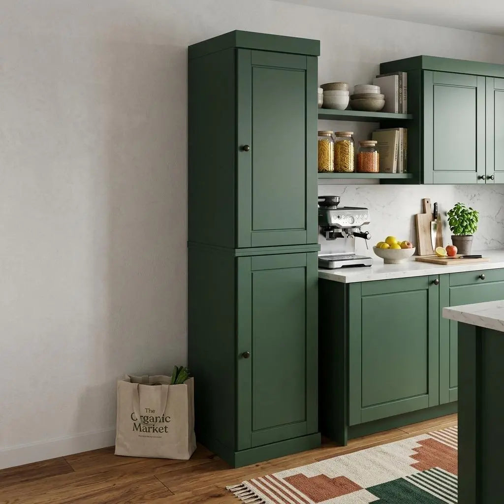 72" Green Solid Wood Two Door Pantry Or Storage Closet Homeroots Kitchen & Dining
