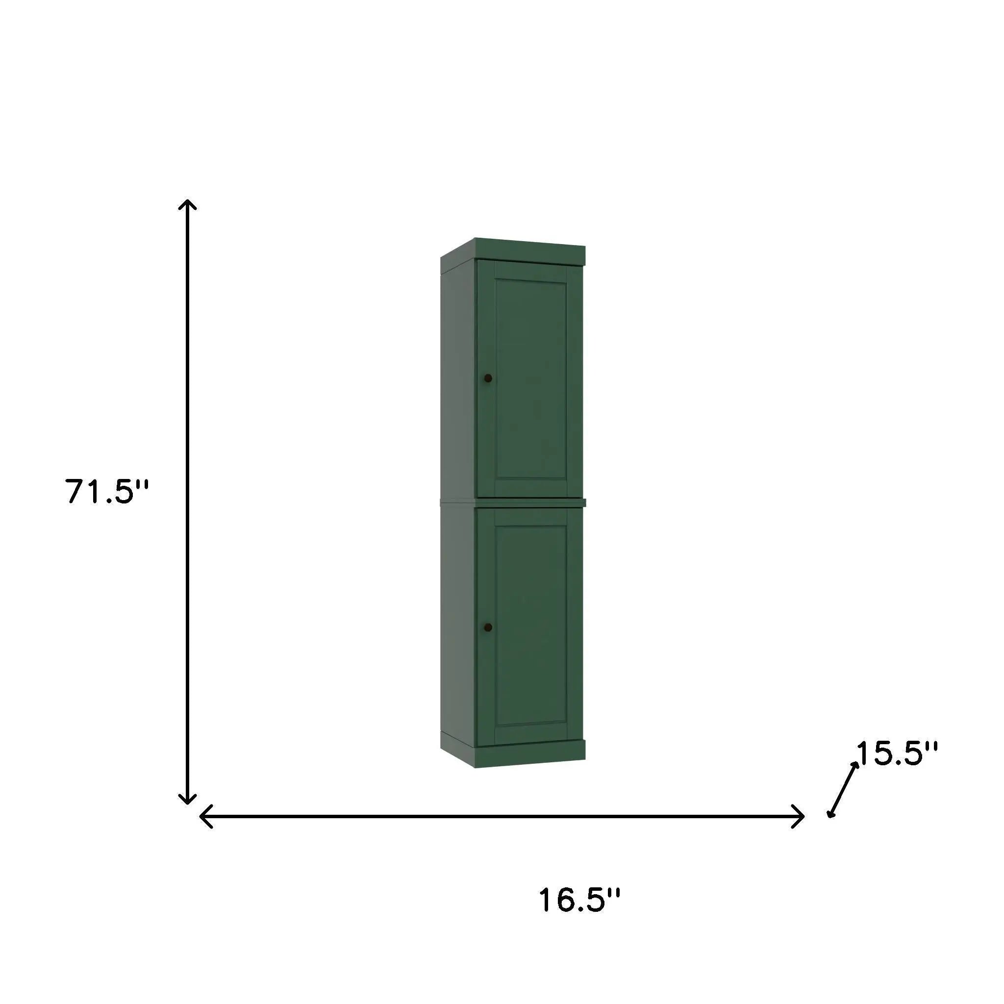 72" Green Solid Wood Two Door Pantry Or Storage Closet Homeroots Kitchen & Dining