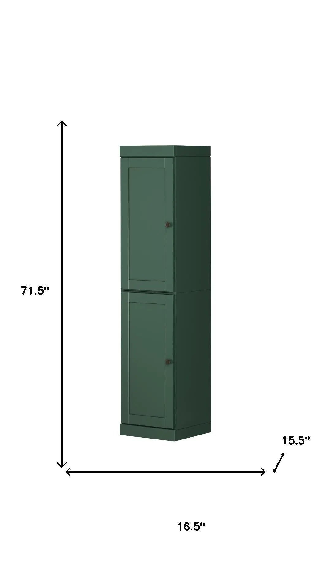 72" Green Solid Wood Two Door Pantry Or Storage Closet Homeroots Kitchen & Dining