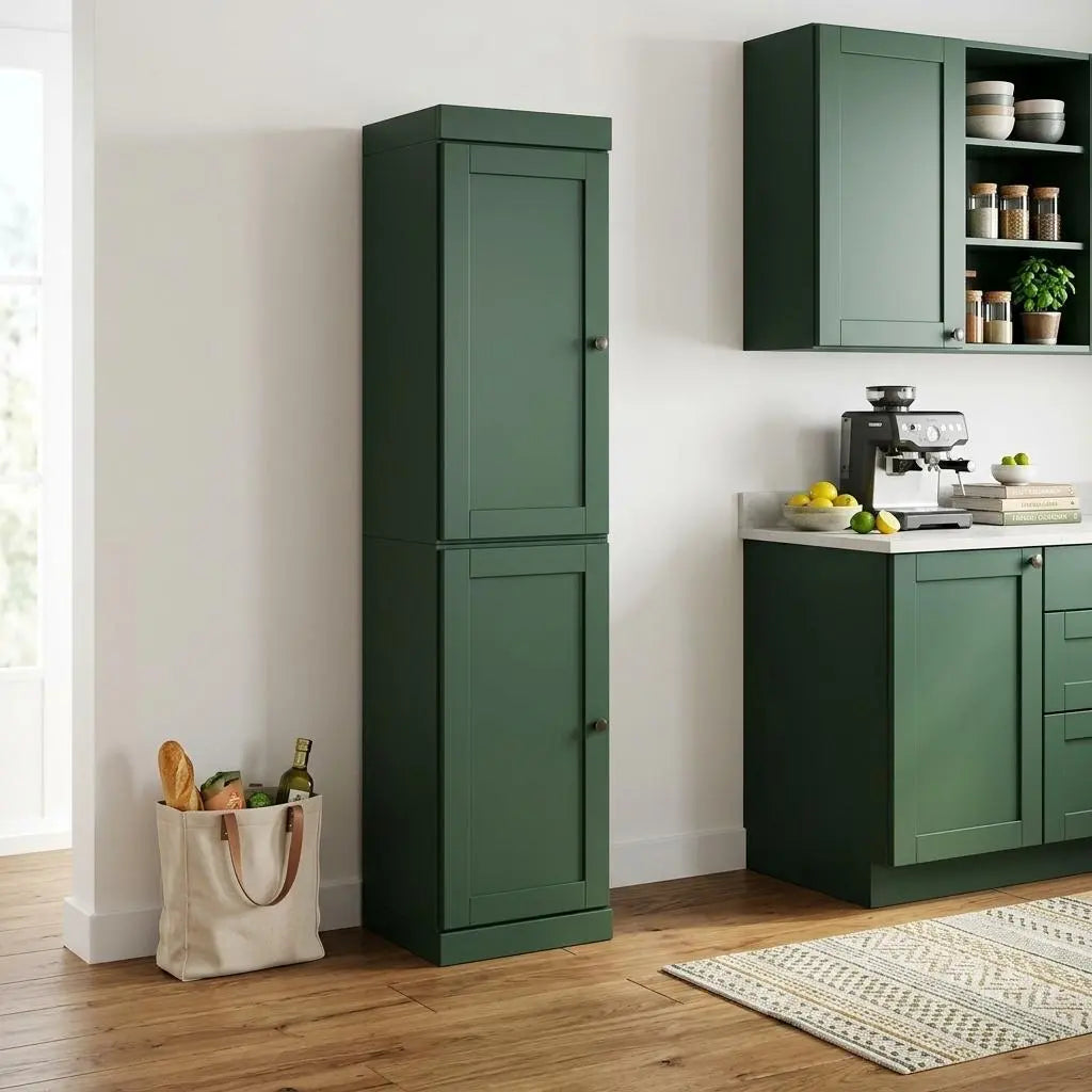 72" Green Solid Wood Two Door Pantry Or Storage Closet Homeroots Kitchen & Dining