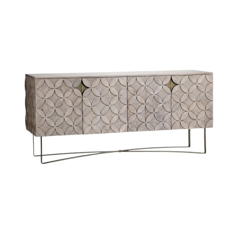 72" Light Brown Solid Wood Sideboard with Four Doors Homeroots Kitchen & Dining
