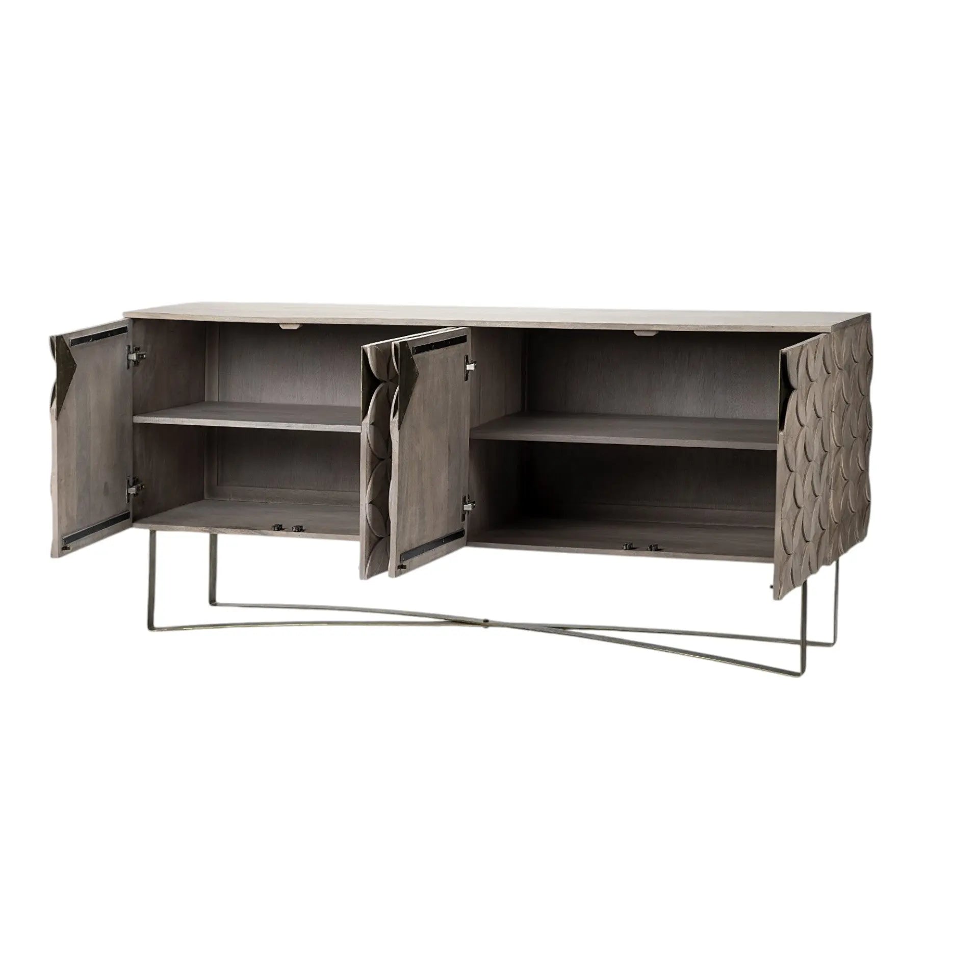 72" Light Brown Solid Wood Sideboard with Four Doors Homeroots Kitchen & Dining