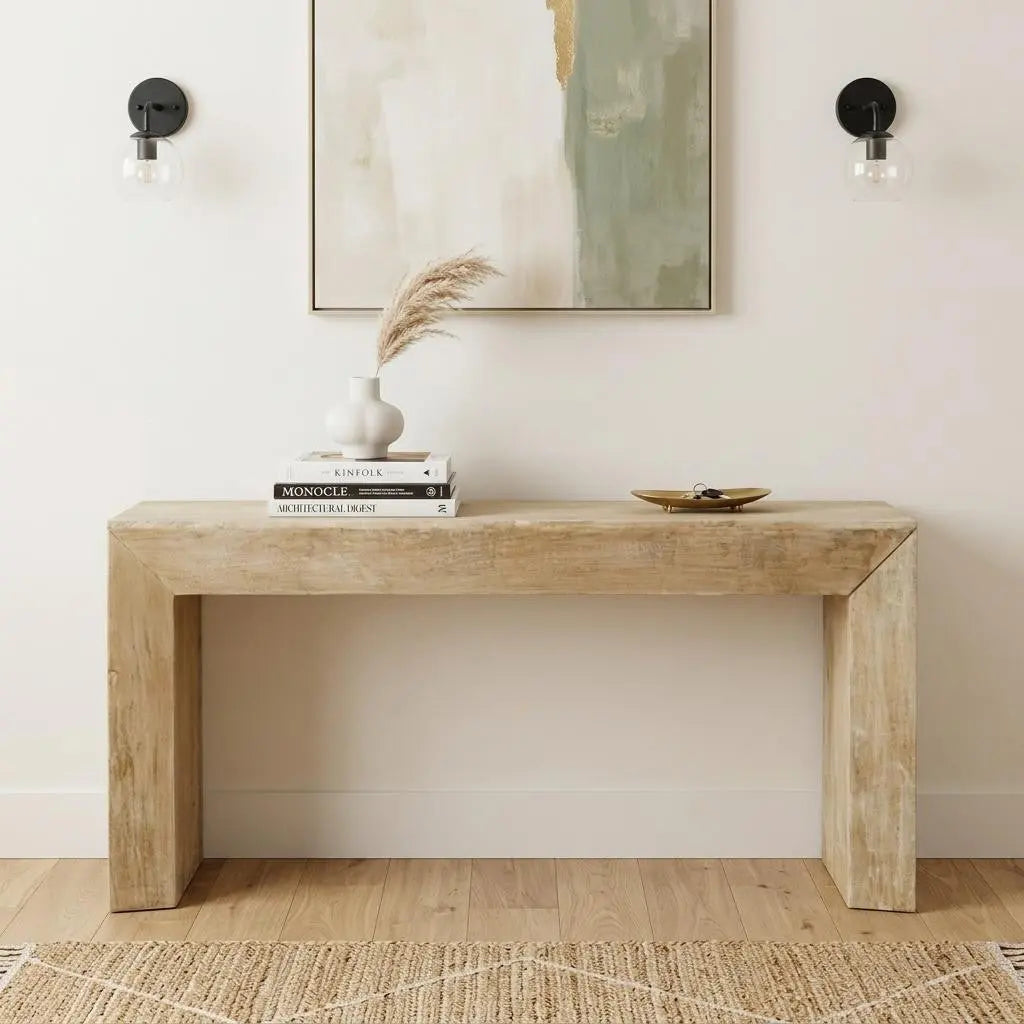 72" Natural Solid Wood Distressed Frame Console Table Homeroots Living Room