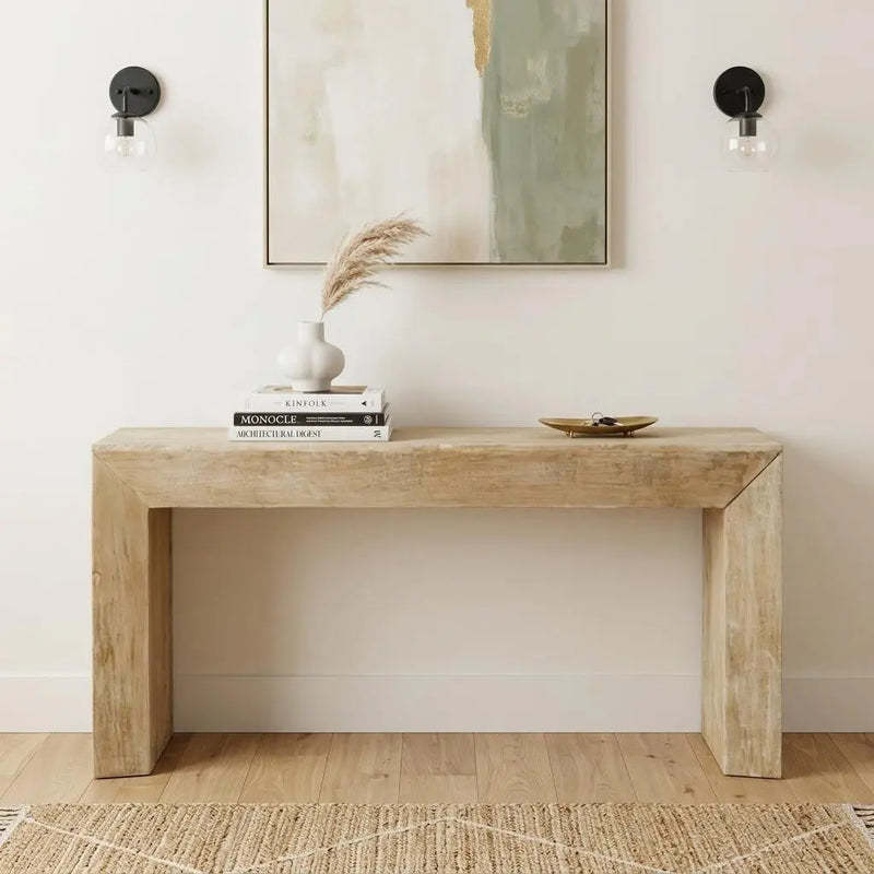 72" Natural Solid Wood Distressed Frame Console Table Homeroots Living Room