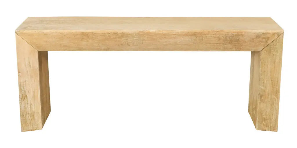 Light wood console table with a minimalist design and angular legs, perfect for modern decor.