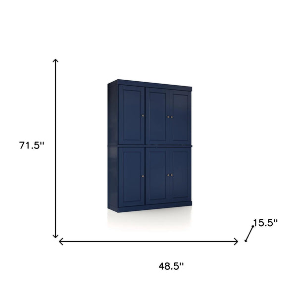 72" Navy Blue Solid Wood 8 Pantry Or Storage Closet Homeroots Kitchen & Dining