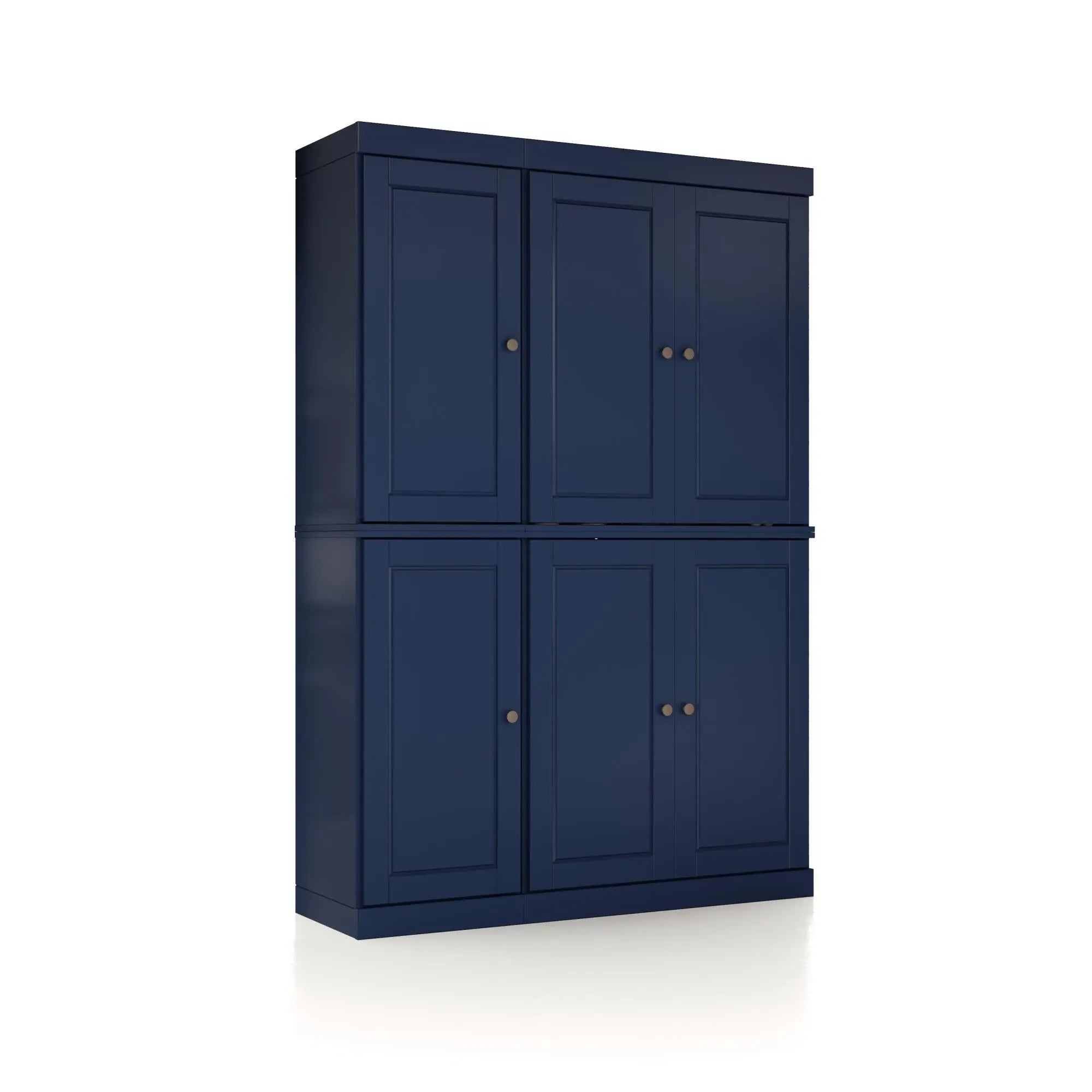 72" Navy Blue Solid Wood 8 Pantry Or Storage Closet Homeroots Kitchen & Dining