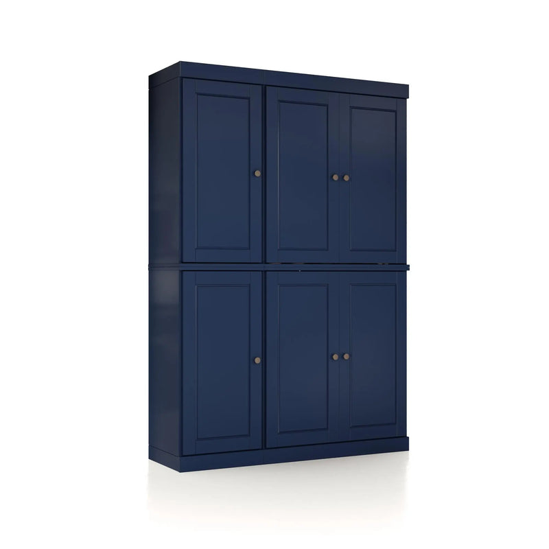 72" Navy Blue Solid Wood 8 Pantry Or Storage Closet Homeroots Kitchen & Dining