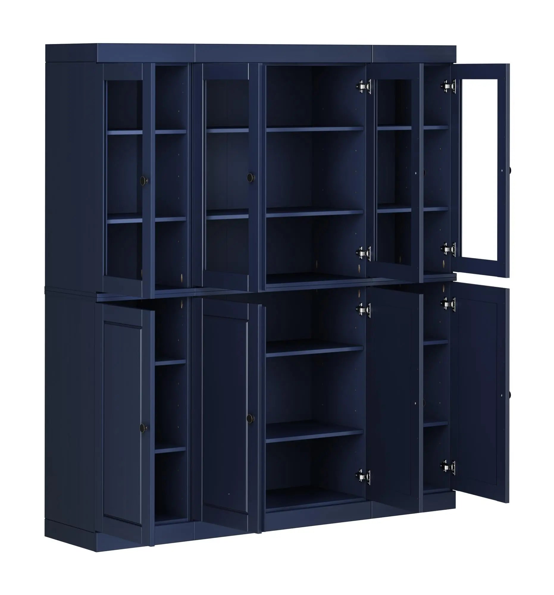 72" Navy Blue Solid Wood 8 Pantry Or Storage Closet Homeroots Kitchen & Dining