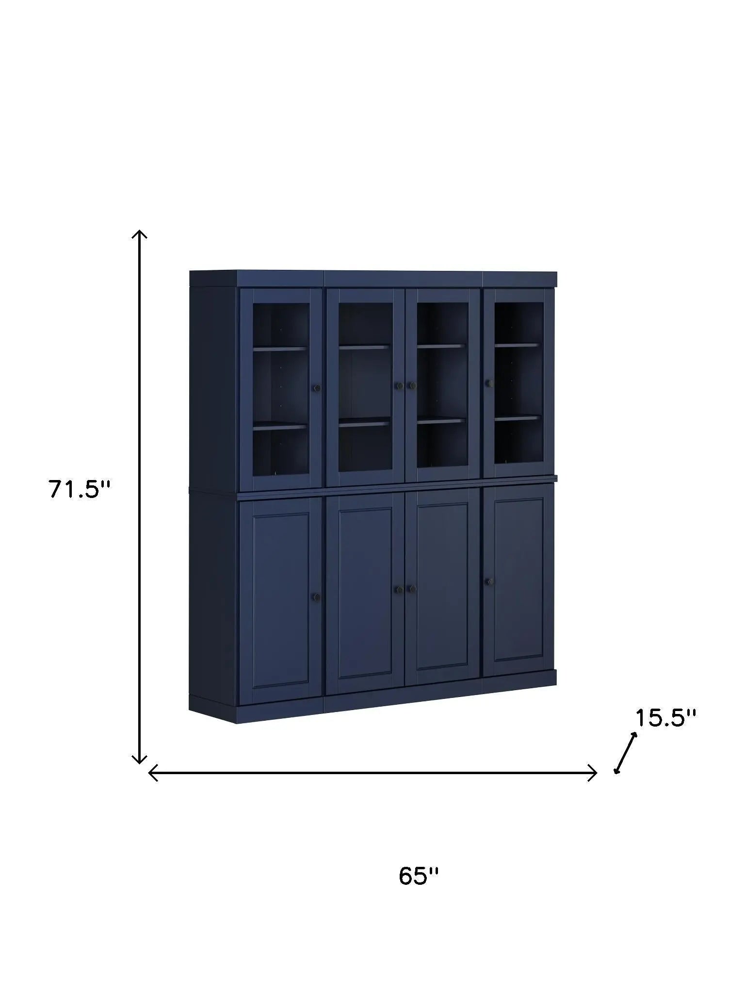 72" Navy Blue Solid Wood 8 Pantry Or Storage Closet Homeroots Kitchen & Dining