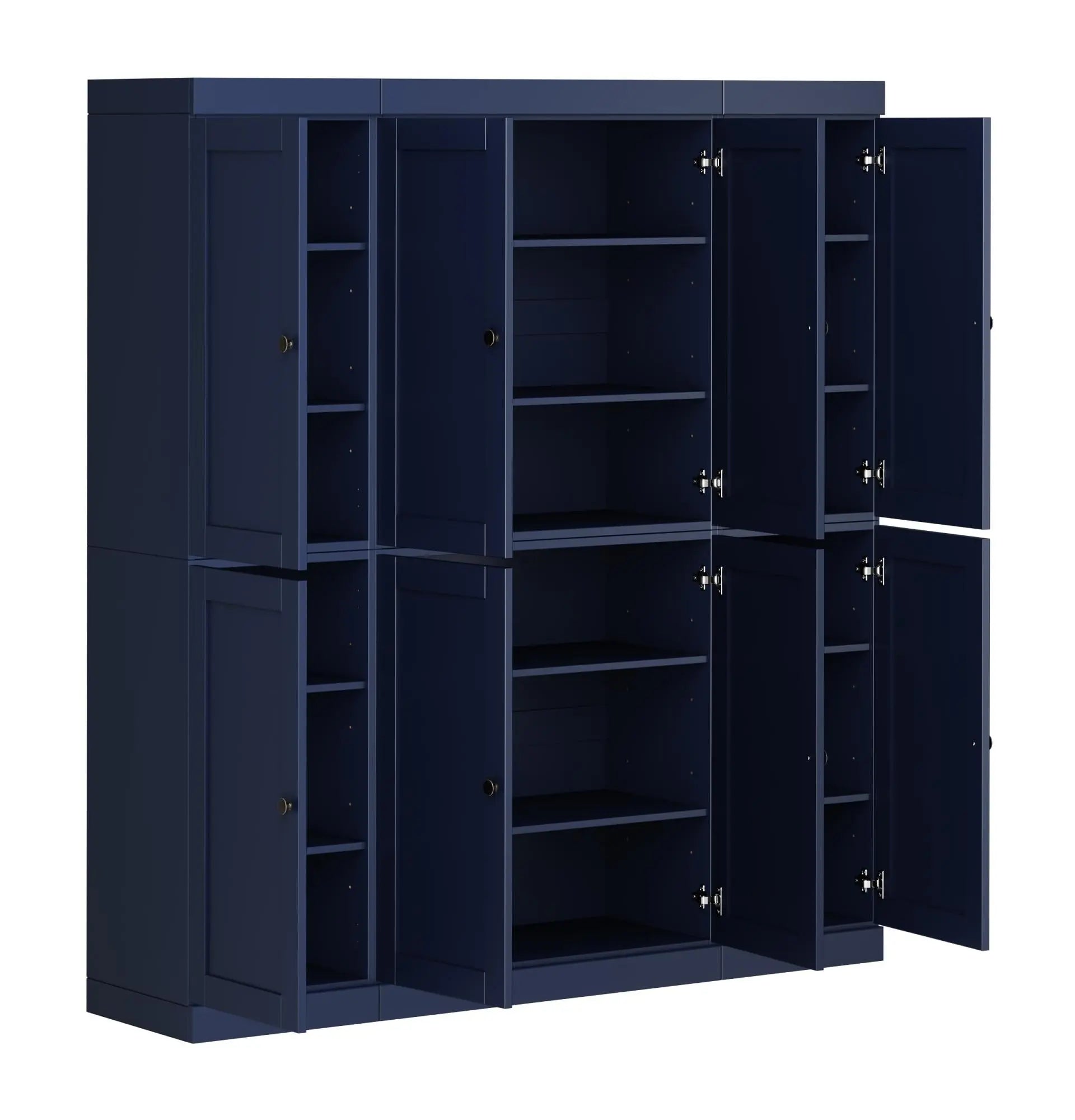 72" Navy Blue Solid Wood 8 Pantry Or Storage Closet Homeroots Kitchen & Dining
