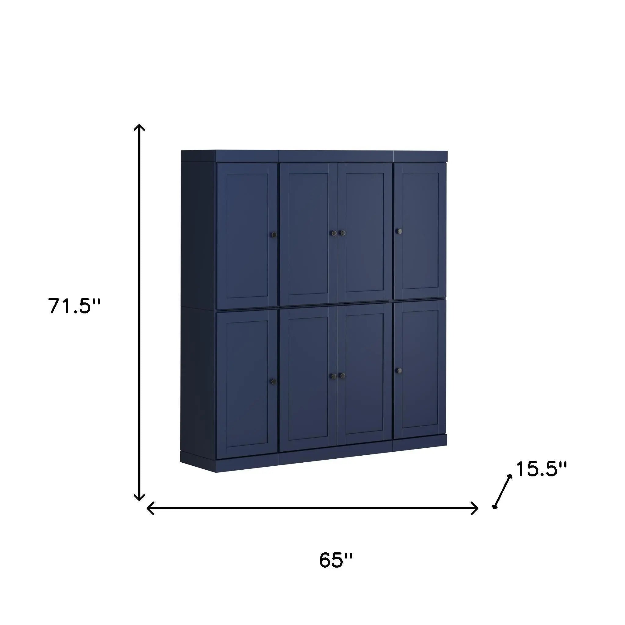 72" Navy Blue Solid Wood 8 Pantry Or Storage Closet Homeroots Kitchen & Dining