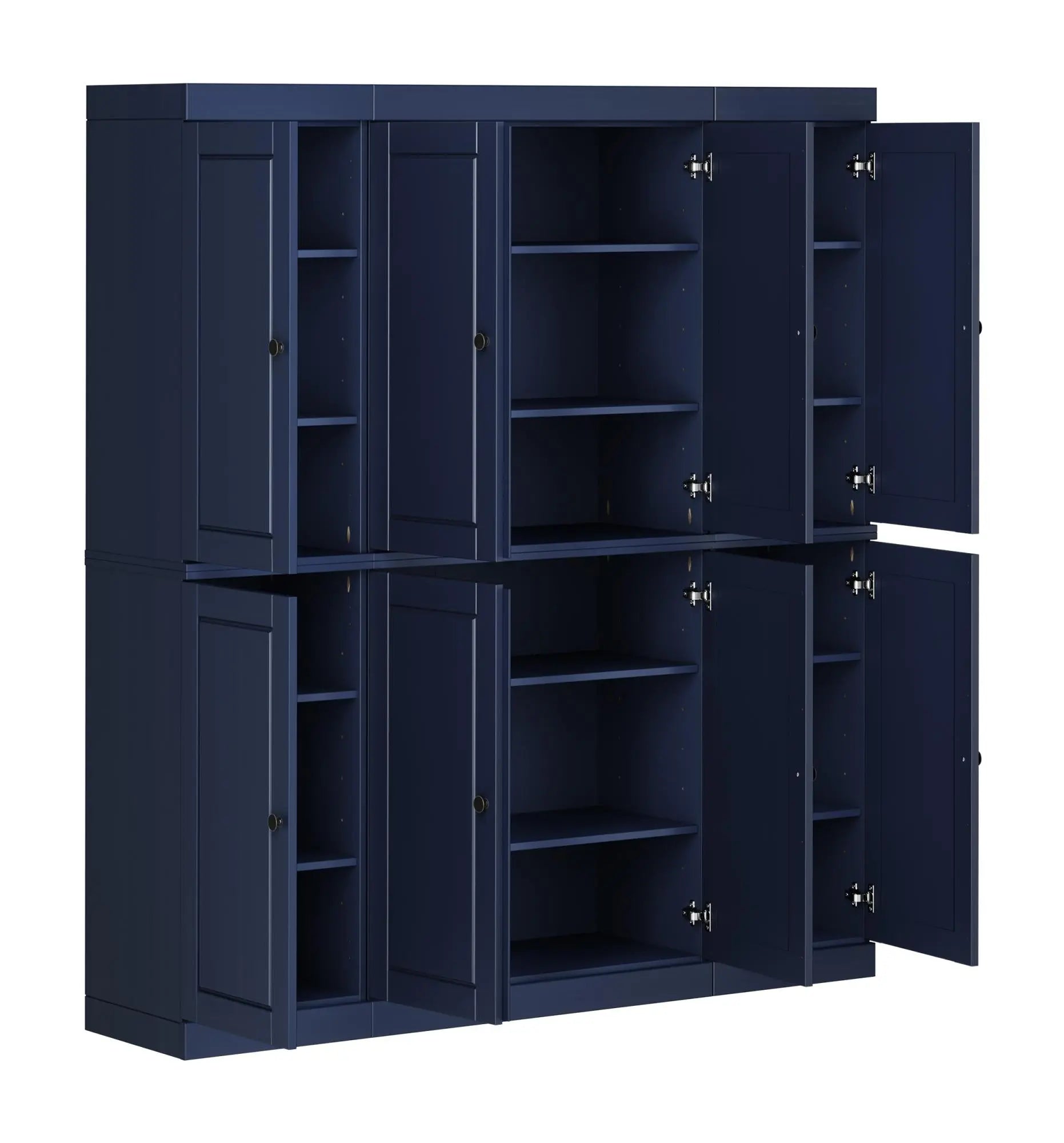 72" Navy Blue Solid Wood 8 Pantry Or Storage Closet Homeroots Kitchen & Dining