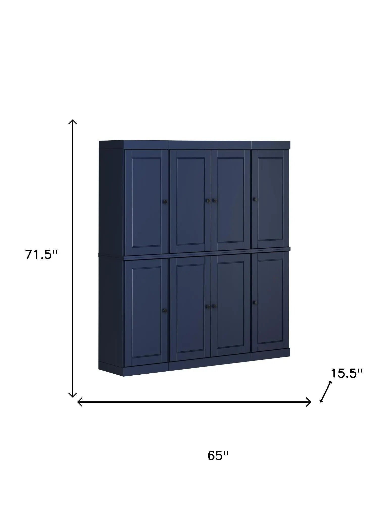 72" Navy Blue Solid Wood 8 Pantry Or Storage Closet Homeroots Kitchen & Dining