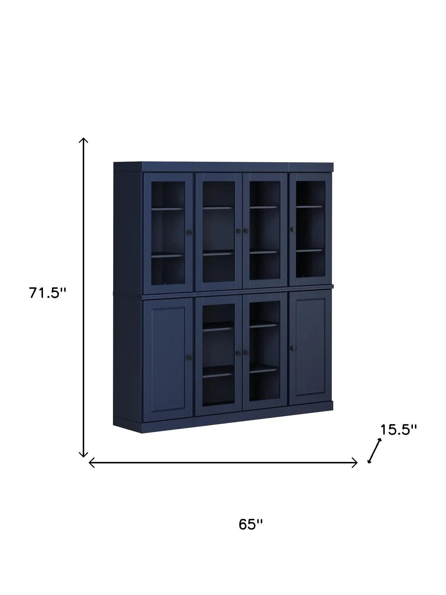 72" Navy Blue Solid Wood 8 Pantry Or Storage Closet Homeroots Kitchen & Dining