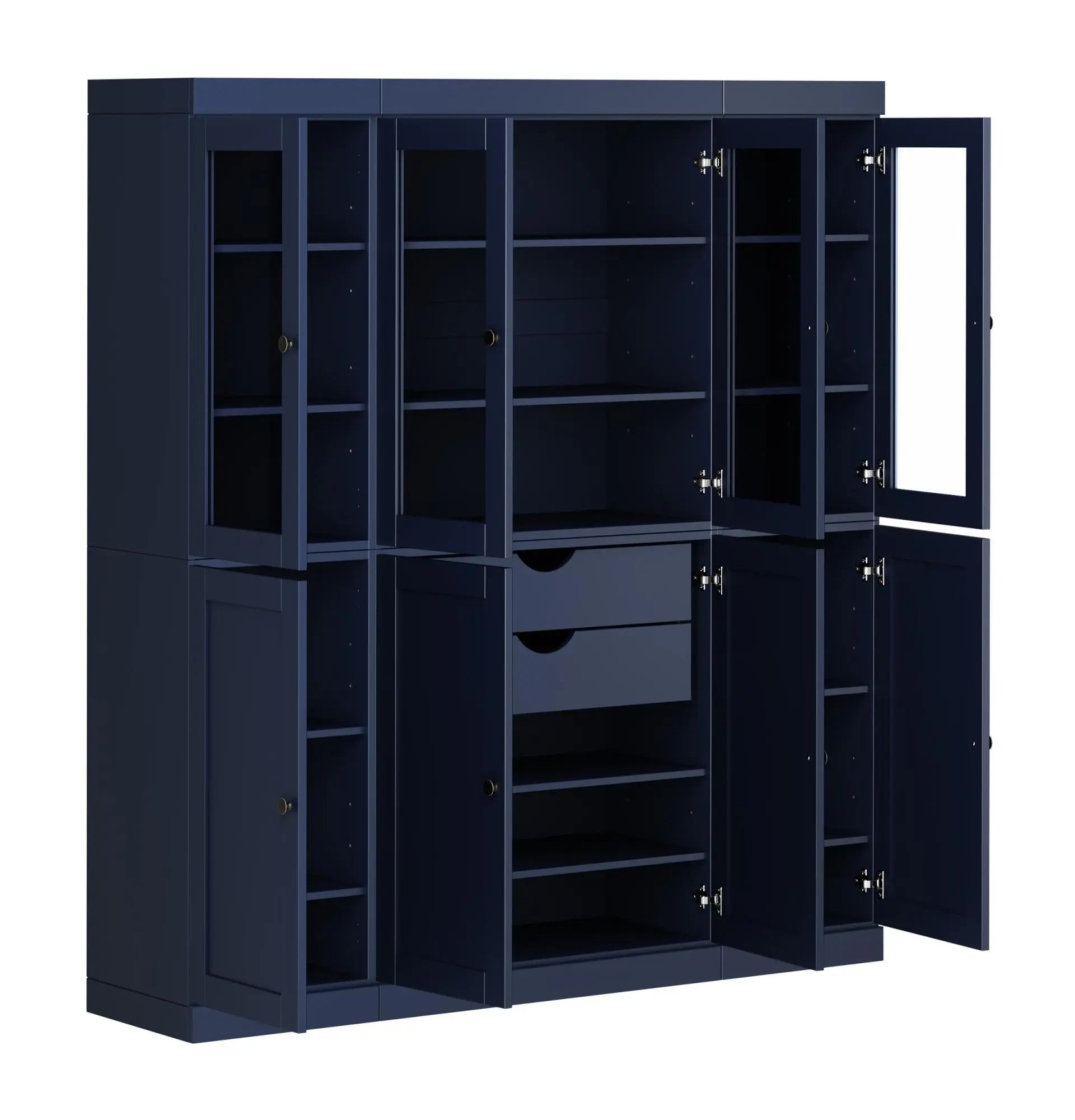 72" Navy Blue Solid Wood 8 Two Drawer Pantry Or Storage Closet Homeroots Kitchen & Dining