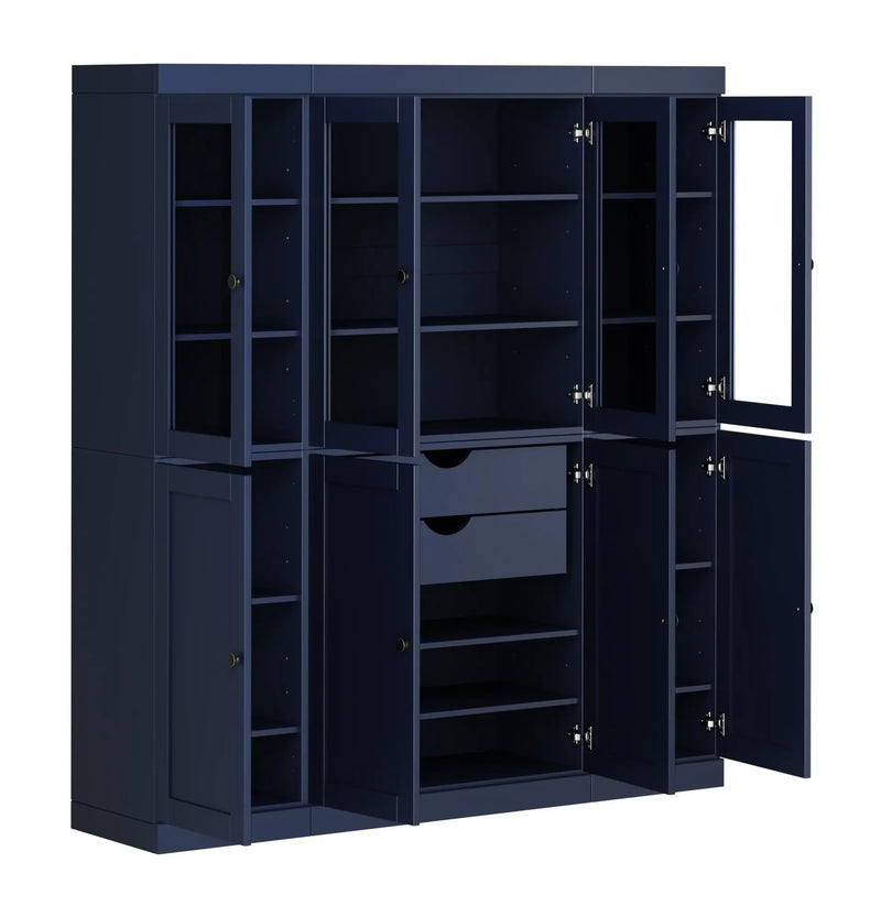 72" Navy Blue Solid Wood 8 Two Drawer Pantry Or Storage Closet Homeroots Kitchen & Dining