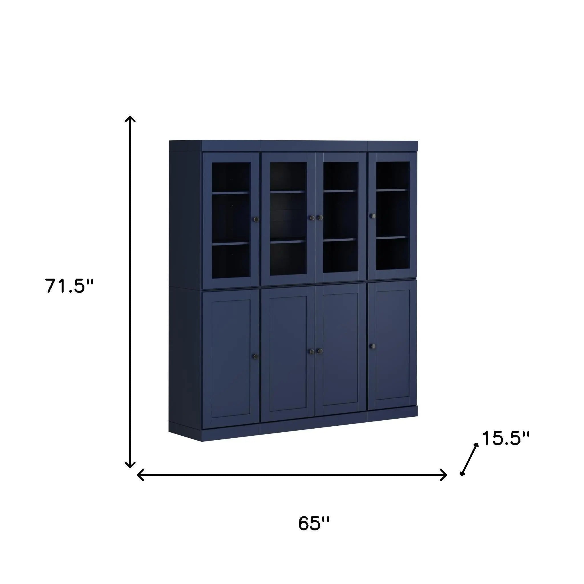 72" Navy Blue Solid Wood 8 Two Drawer Pantry Or Storage Closet Homeroots Kitchen & Dining