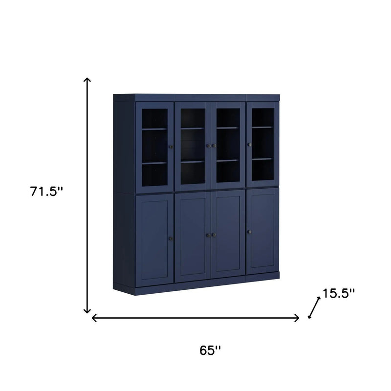 72" Navy Blue Solid Wood 8 Two Drawer Pantry Or Storage Closet Homeroots Kitchen & Dining