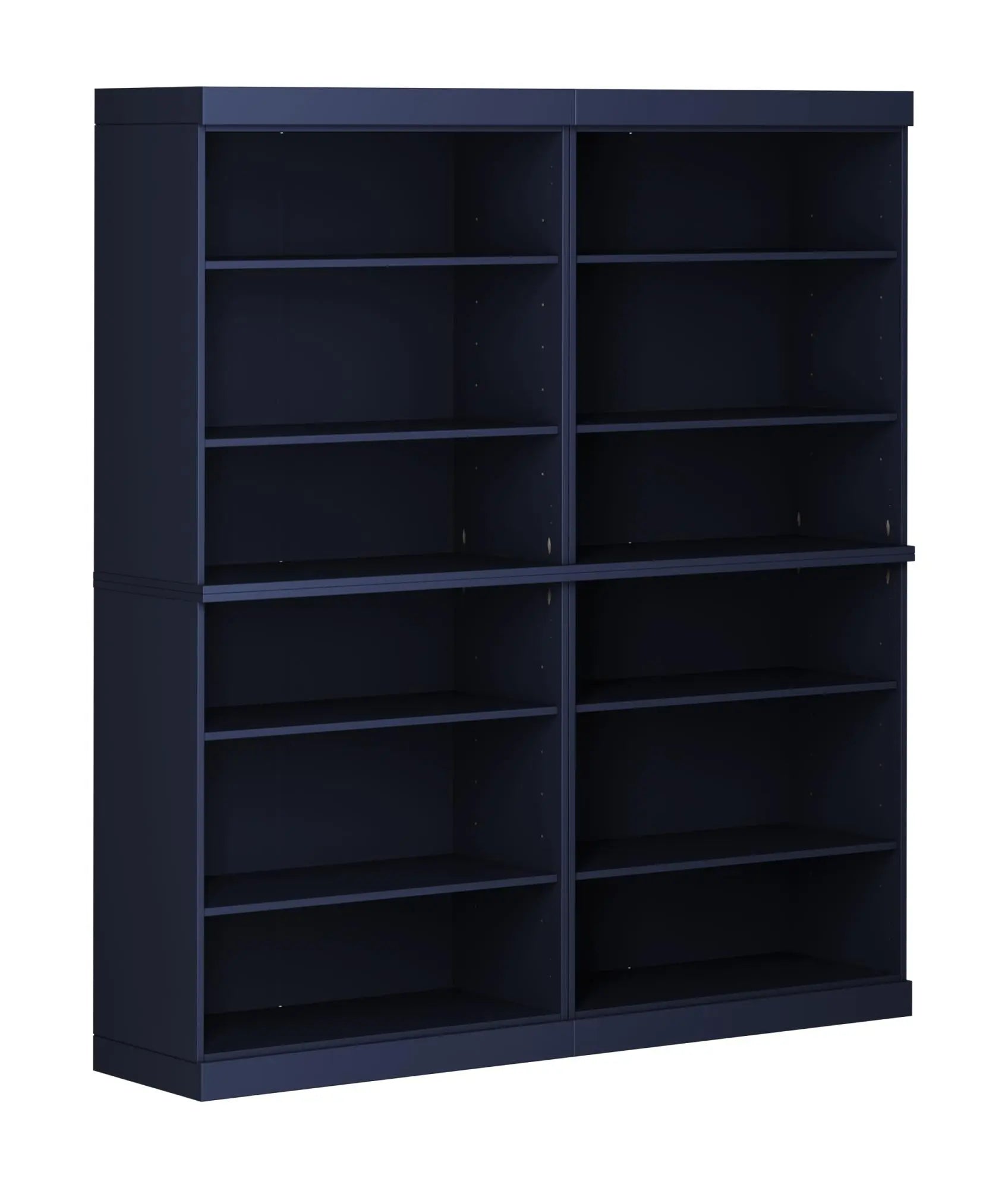 72" Navy Blue Solid Wood Adjustable Twelve Tier Library Bookcase Homeroots Office