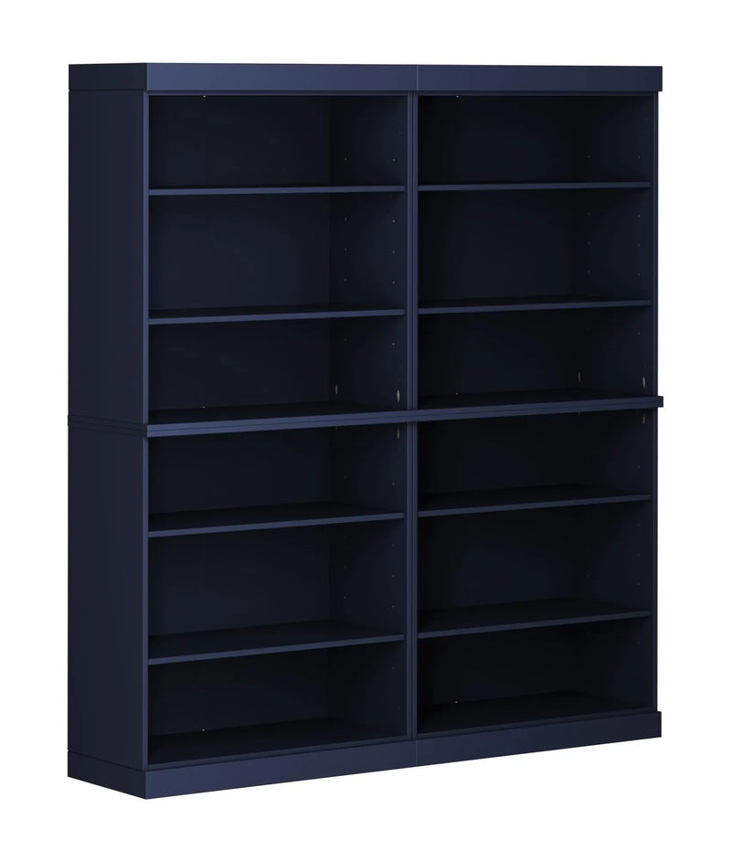 72" Navy Blue Solid Wood Adjustable Twelve Tier Library Bookcase Homeroots Office
